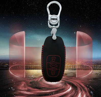 Good Genuine Leather Key Ring Auto Key Bags Smart for Audi A6L - Red
